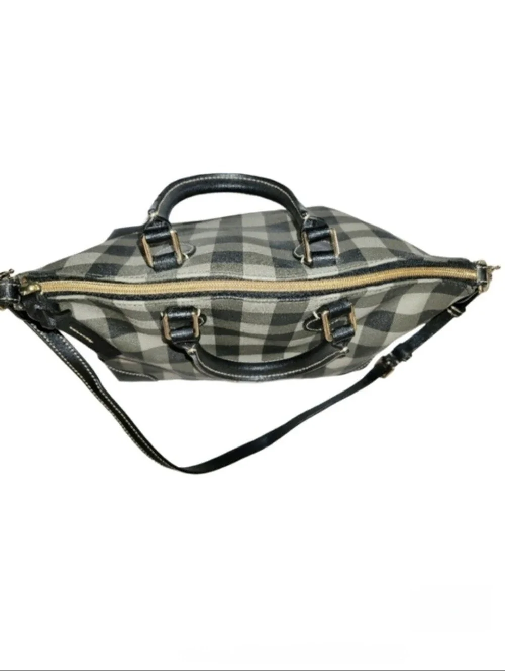 Dooney & Bourke Tucker Buffalo Plaid Darcy Satchel Black Charcoal Gray Tote